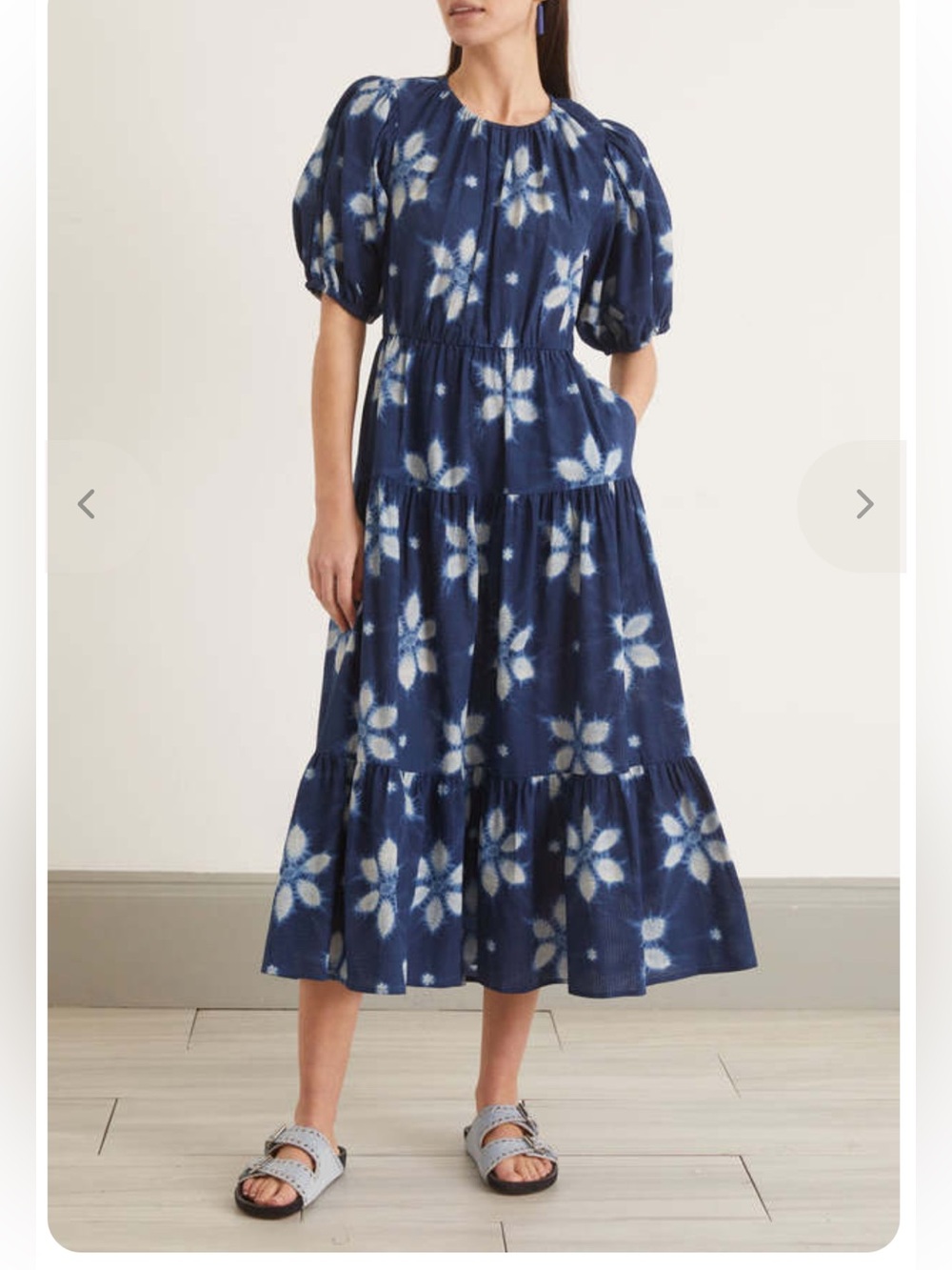 Sea New York Navy Floral Tie-Dye shibori Maxi Dress island print raglan sleeve